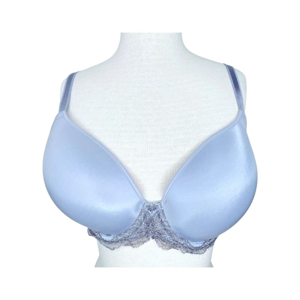 Wacoal Lace Affair T-Shirt Bra sz 34DD * Underwire Contour Lace Band Blue Gray